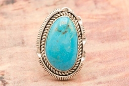 Artie Yellowhorse Genuine Candelaria Turquoise Sterling Silver Ring
